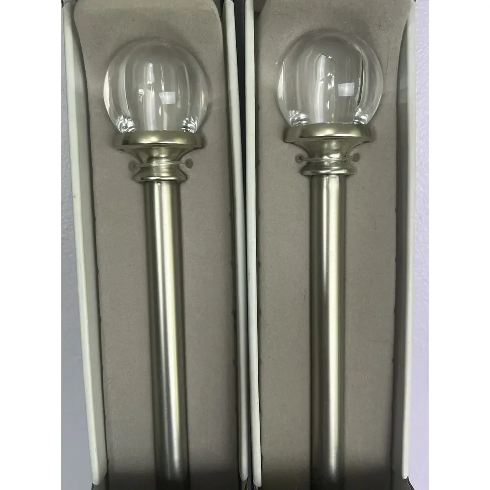 Umbra Drapery Curtain Rod Set of (2) Two 18-36” Brushed Nickel Acrylic Ball NOS